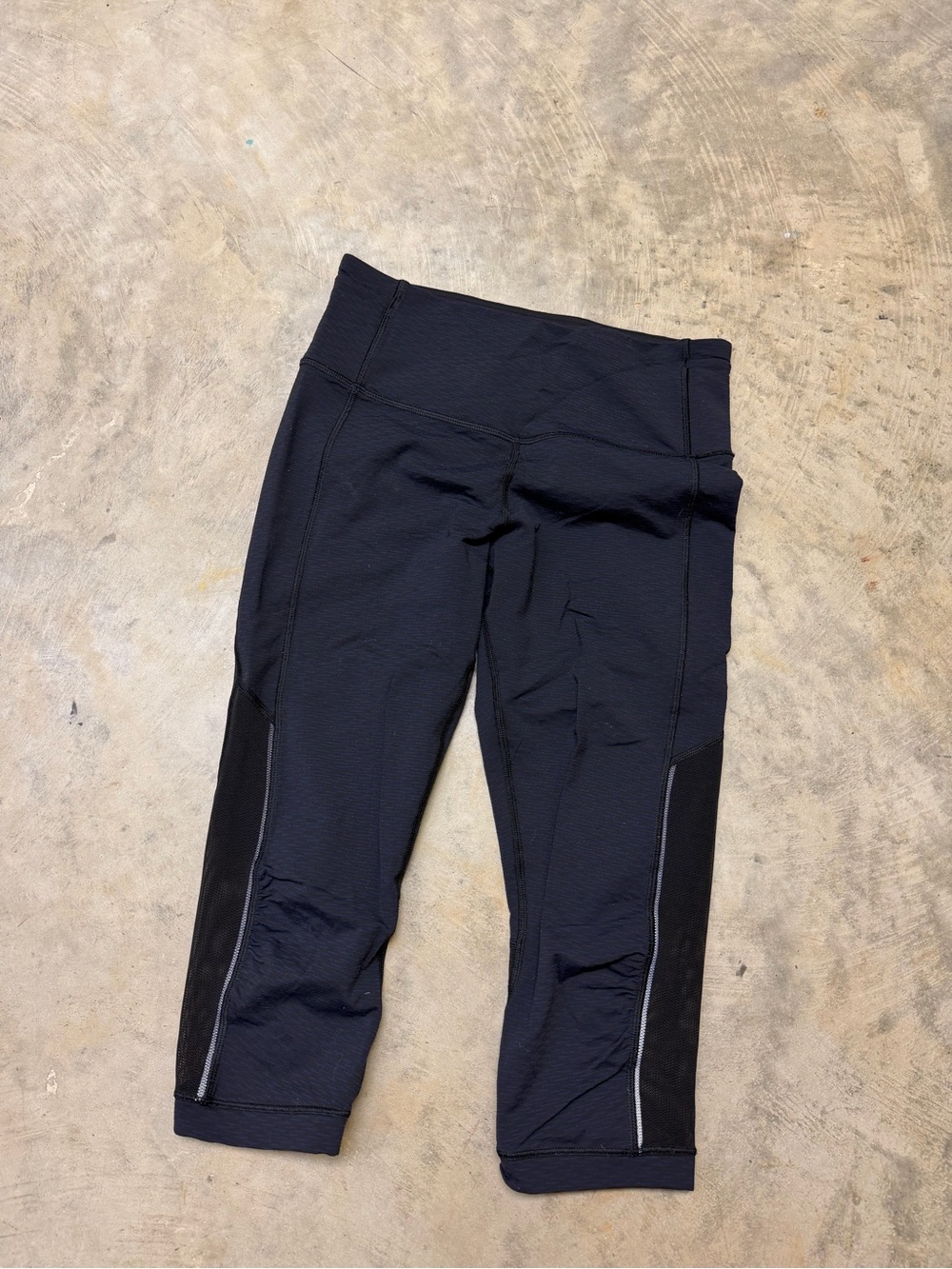 lululemon athletica navy Capri Leggings with Side Mesh Panels